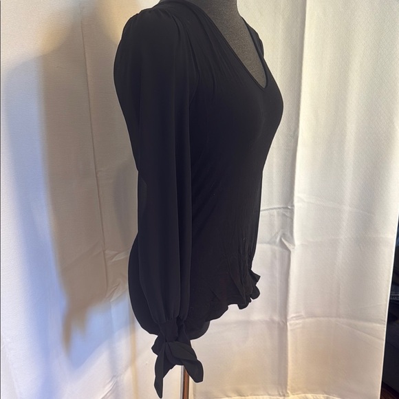 Suzy Shier Elegant Black Women's Top wwith mesh long sleeves. Medium. - Picture 2 of 8